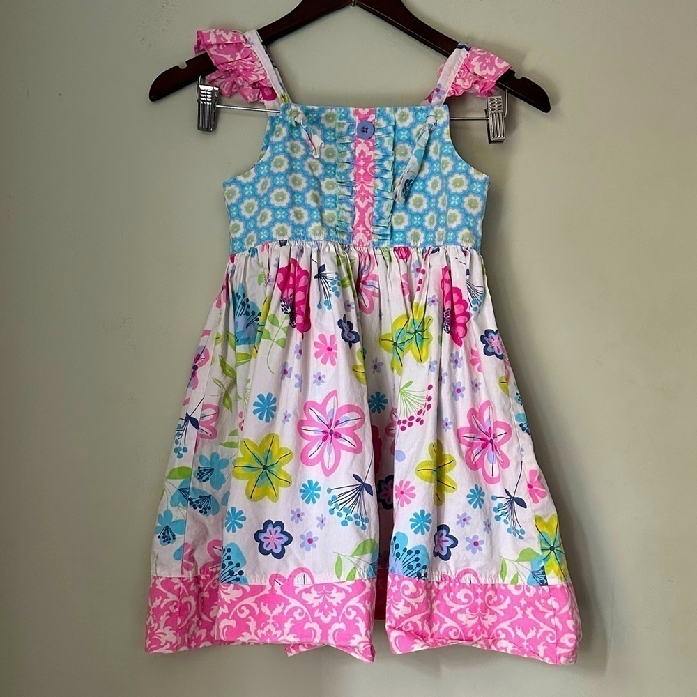 Eleanor Rose | Sleeveless Ruffle Rose Dress | size 6-7